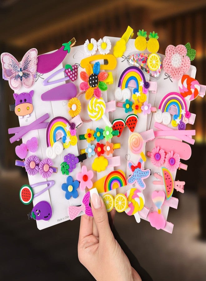 SKYNEO 42 Pieces Baby Hair Clips, Hair Pin, Barrettes for Girls, Toddler Girls Hair Accessories, Kids Hair Clips for Styling, Flower Rainbow Candy Fruits Butterfly Hair Barrettes - Image 1